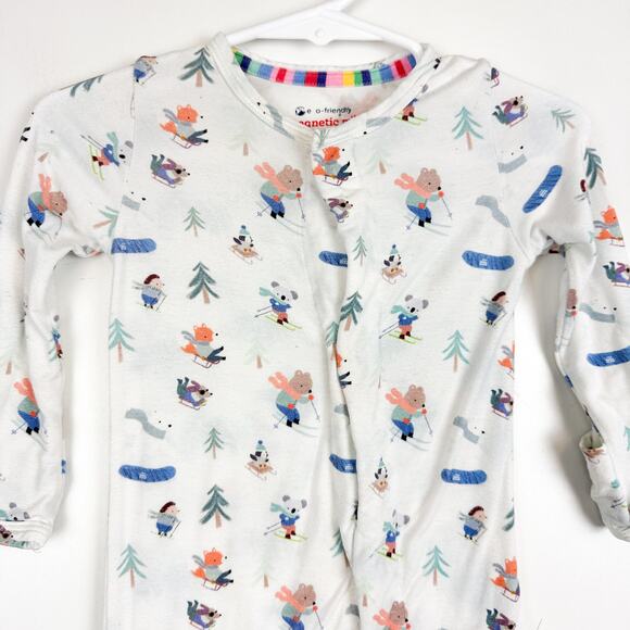 Magnetic Me Footed Bodysuit Animals Skiing Ski Off-White - 0-3 Months - Picture 2 of 7